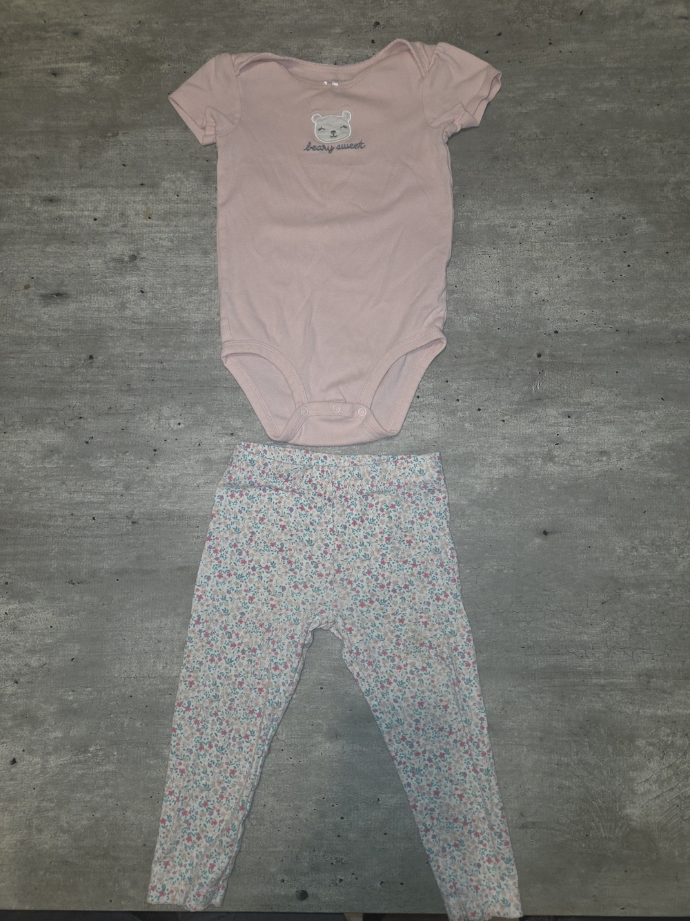 Carter's Light Pink Short-Sleeve Bodysuit with Floral Leggings